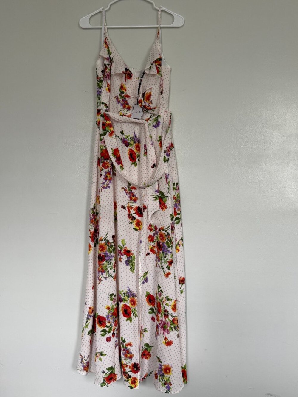 NWT Premier Amour Floral Polka Dot Ruffle Maxi Dress